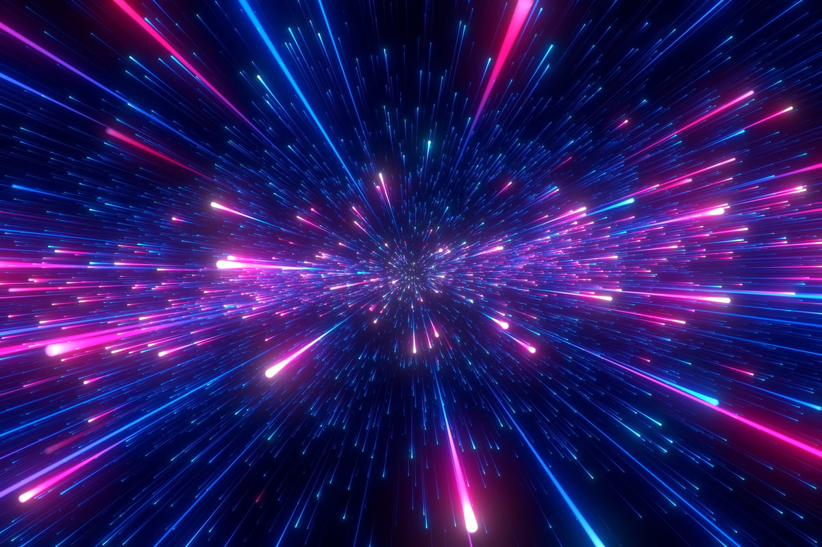 Bright radial light beams warp tunnel