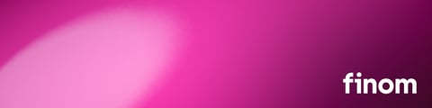 Finom logo on a gradient pink to dark magenta background